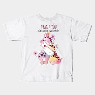 Giraffe Couple Love Kids T-Shirt